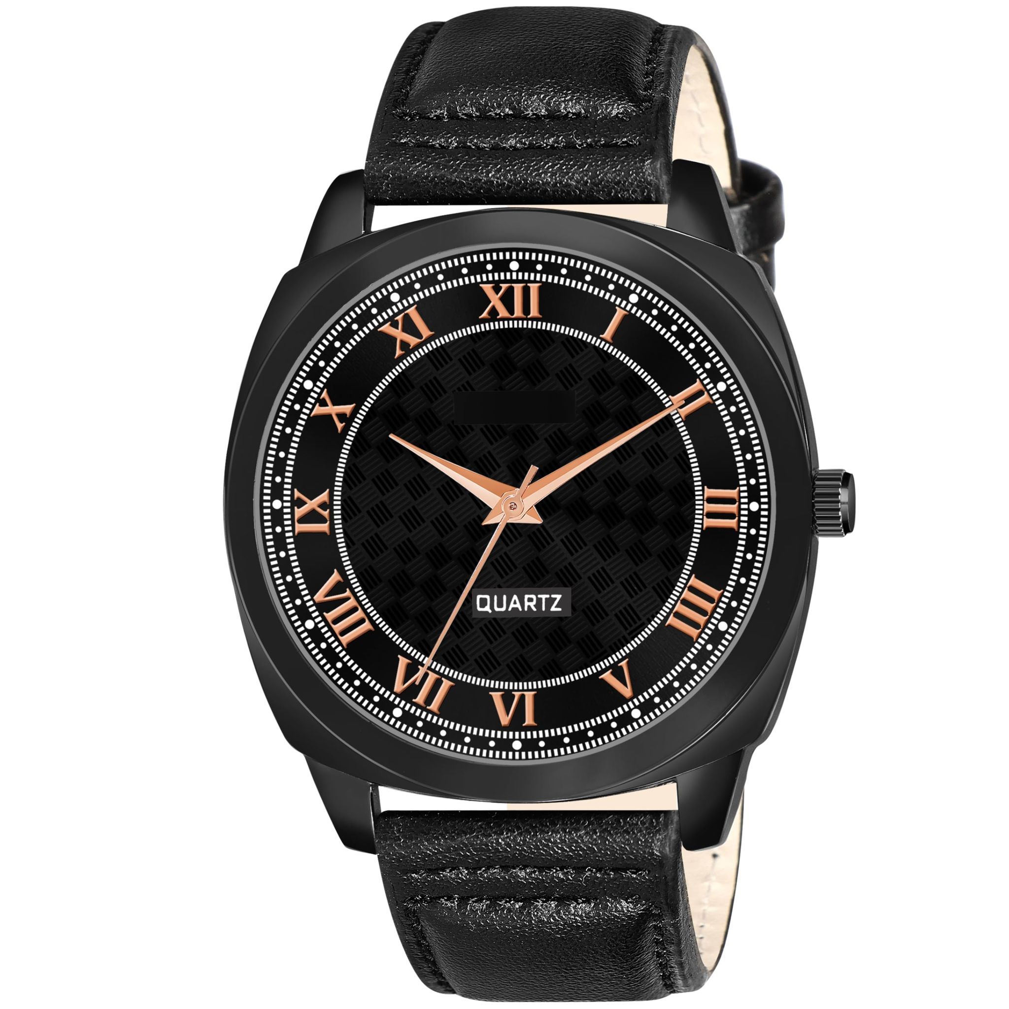 Black Cubic Designer Printed Dial Analog Watch for Men LR87