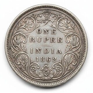 One Rupee 1862 Victoria Queen, British India Silver-plated old Coin Variant