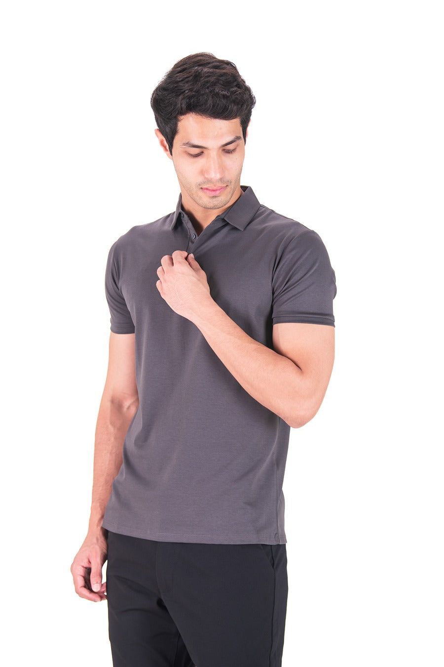 Fluid Cotton Polo - Deep Grey-Deep Grey / XS