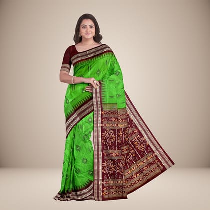 Multi Motif Temple Border Bomkai Silk Saree