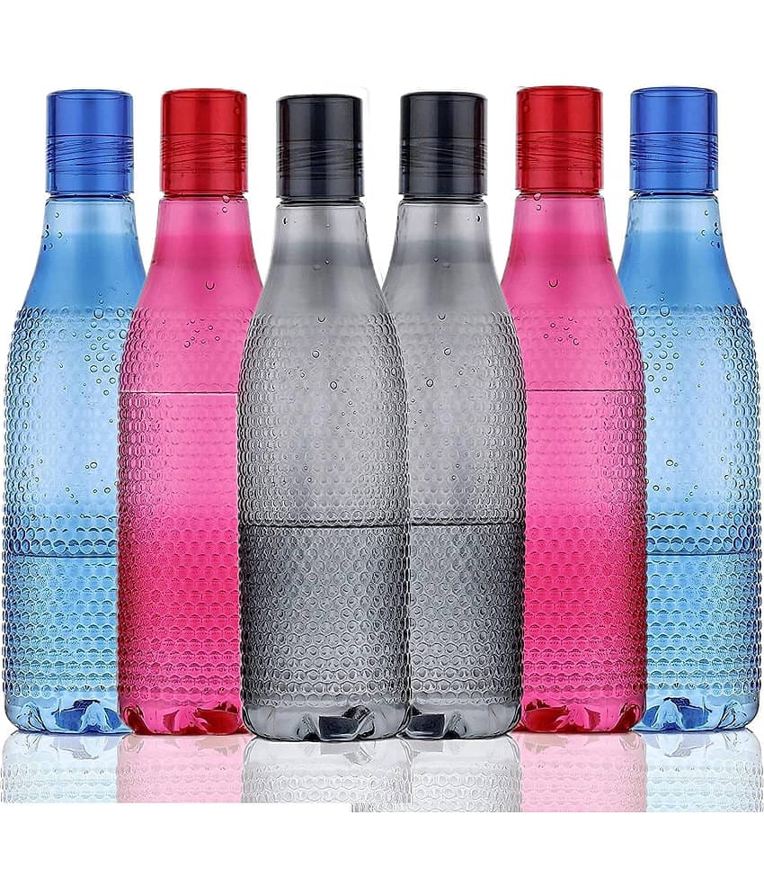 2Mech 2Mech Plastic Bubble design water bottle set of 5 Multicolour Plastic Fridge Water Bottle 1000 mL ( 6 )