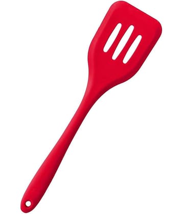 Baskety Silicone Slotted with Stainless Steel Core Spatula ( Pack of 1, Red )