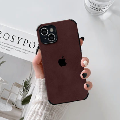 iPhone 14 Leather Finish Bumper Case-Maroon