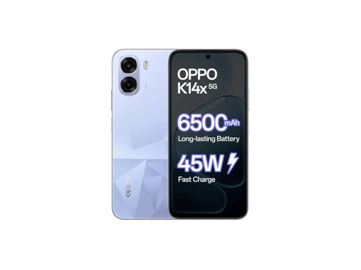 Oppo K14X 5G Smartphone, 6GB RAM, 128GB Storage, Premium Design - Icy Blue