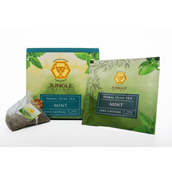 MINT Herbal Olive Tea | Zero Caffeine | 2X Antioxidants | 10 Sachets (Olive Leaf & Mint Flavored Tea) - 2 gm