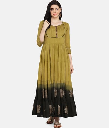 Aarrah Green Cotton Ethnic Gown