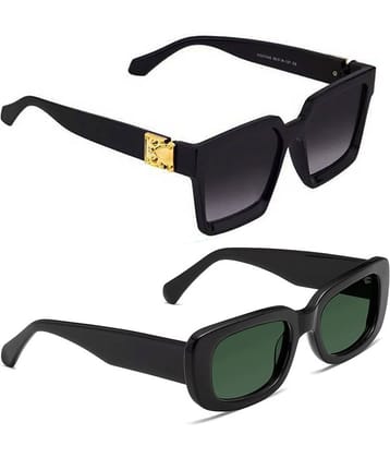 Elligator Black Rectangular Sunglasses ( Pack of 2 )