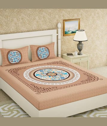 Cosito Cotton 1 Double Bedsheet with 2 Pillow Covers ( Brown )