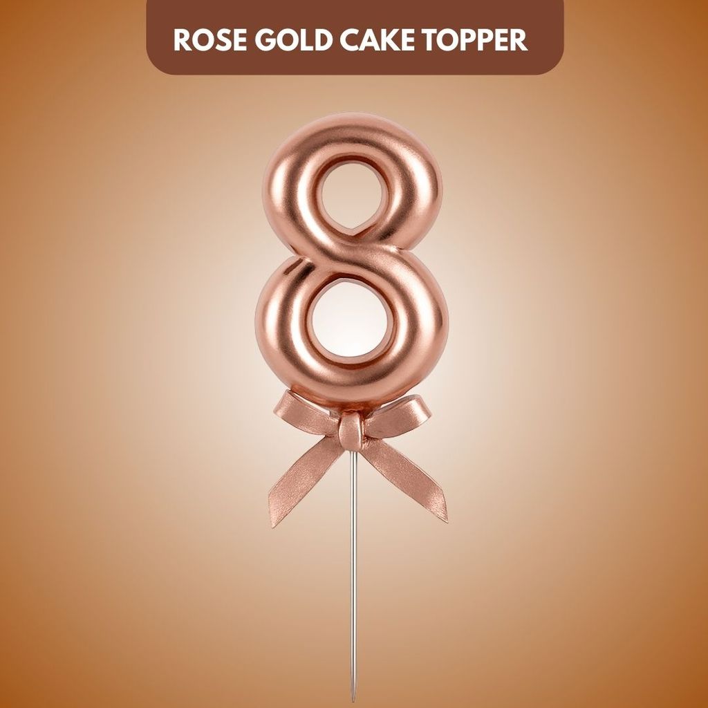 Numerical 8 Cake Topper Rose Gold-1PC - Party and Festive Needs | Buy online on ZillyBuy