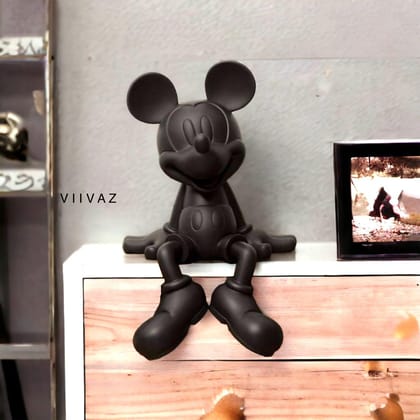 Mickey Relaxing Figurine-Black / Polyresin | Matt Finish / H: 10 | L: 6 | W: 4  (Inch)