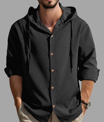 Eyebogler Poly Cotton Relaxed Fit Popcorn Textured Full Sleeves Men's Casual Shirt - Grey ( Pack of 1 )