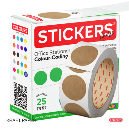 25mm - Round - Kraft Paper - Multipurpose Stickers - Permanent Adhesive