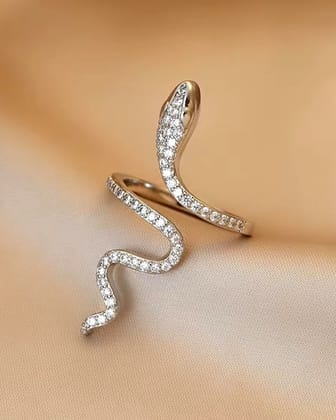 Silver Gothic Snake Open Ring for Women | Retro Animal-Inspired Evil Eye Jewelry  by Print Magical Gifts