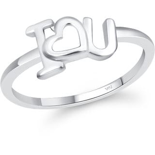 Vighnaharta Initial I LOVE YOU  (CZ) Rhodium Plated Ring For Girls [VFJ1627FRR7]