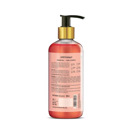 Layer'r Wottagirl Shower Gel Rose & Vitamin E | Non-Toxic and Paraben Free | For Women, 300ML