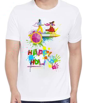 PrintMall Polyester Regular Fit Printed Half Sleeves Men's Round T-Shirt - White ( Pack of 1 )