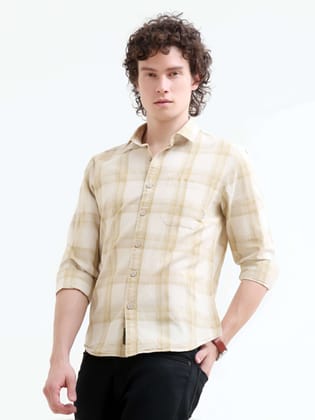 Beige Horizon Checks Shirt-S / Cream