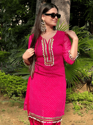 Chiffon Kurta Dhoti Set-M