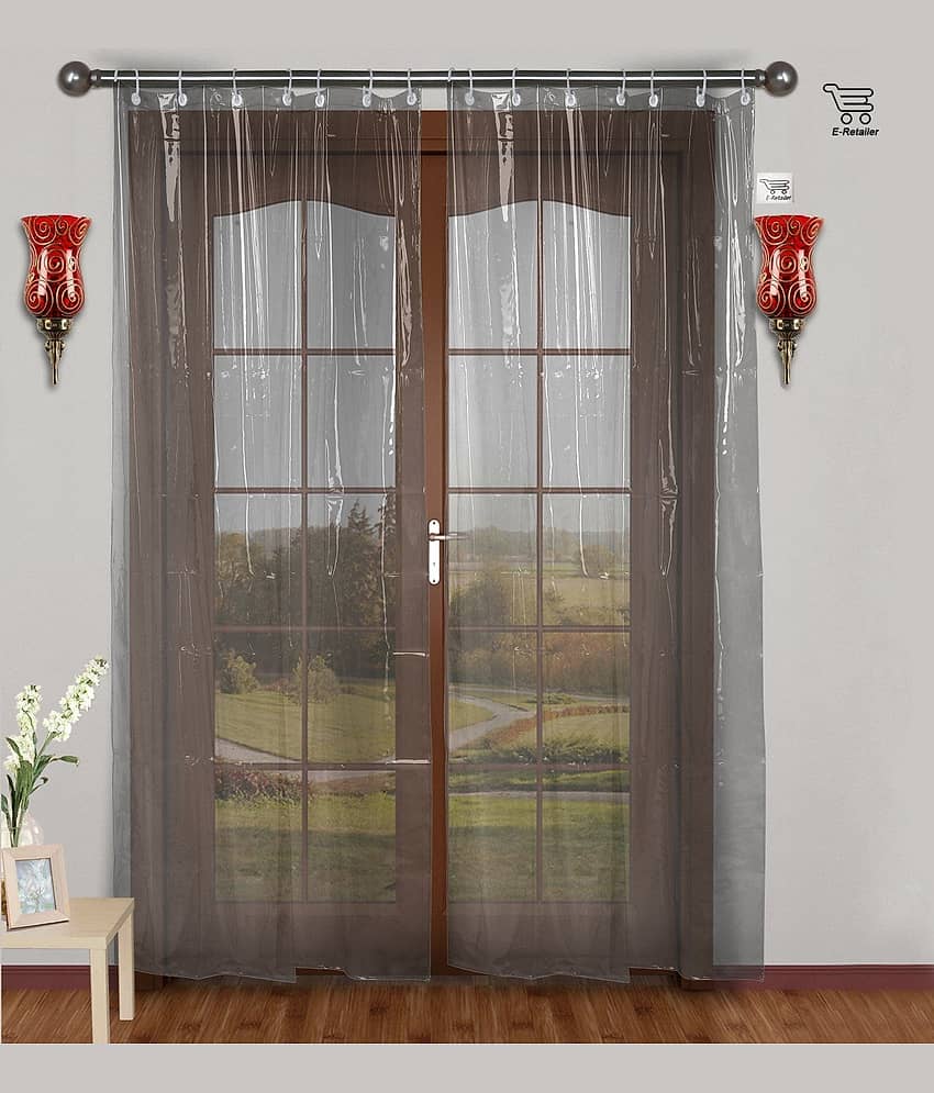 E-Retailer Single Door Transparent Ring Rod PVC AC Curtains White