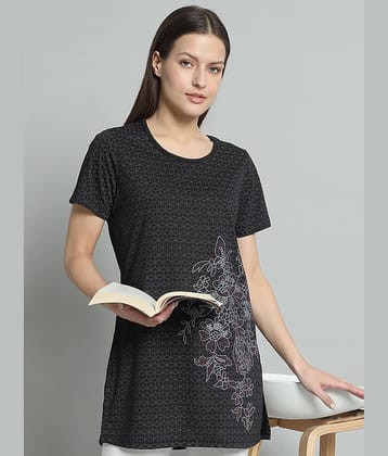 OGEN Women Cotton Blend Printed Regular Fit Round Neck T-Shirt ( Black )