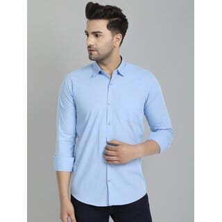 Baleshwar Men Light Blue Solid Regular Fit Casual Shirt
