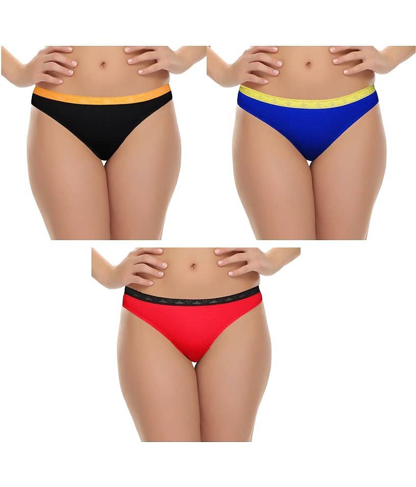 Selfcare Pack of 3 Cotton Women's Bikini Panties ( Multi Color )