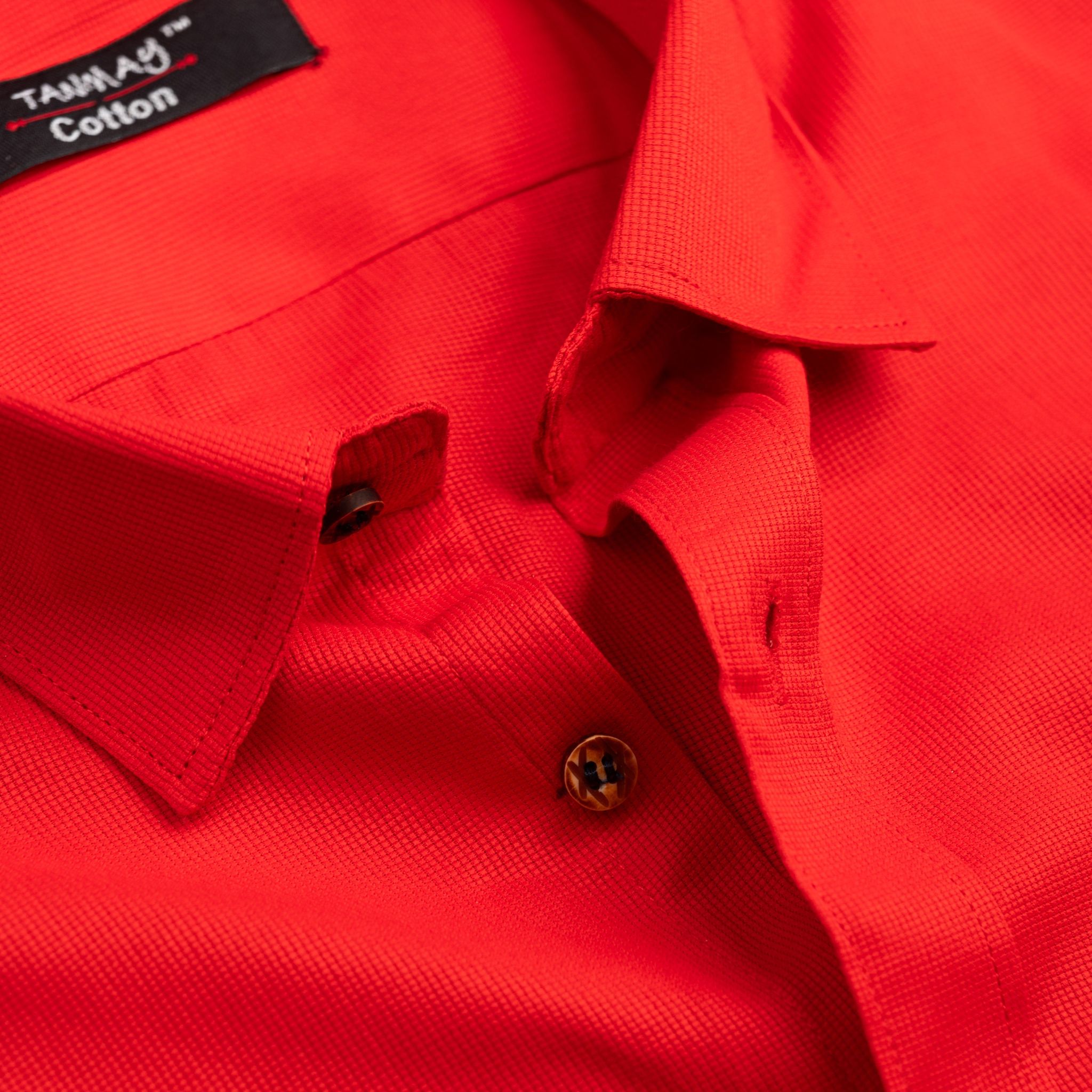 Red Color Mercerised Cotton Shirt For Men's-M (38 Inch) (97 CM) / Half