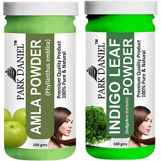PARK DANIEL Pure & Natural Amla Powder & Indigo Leaf Powder Combo Pack of 2 Bottles of 100 gm (200 gm ) (200 g)