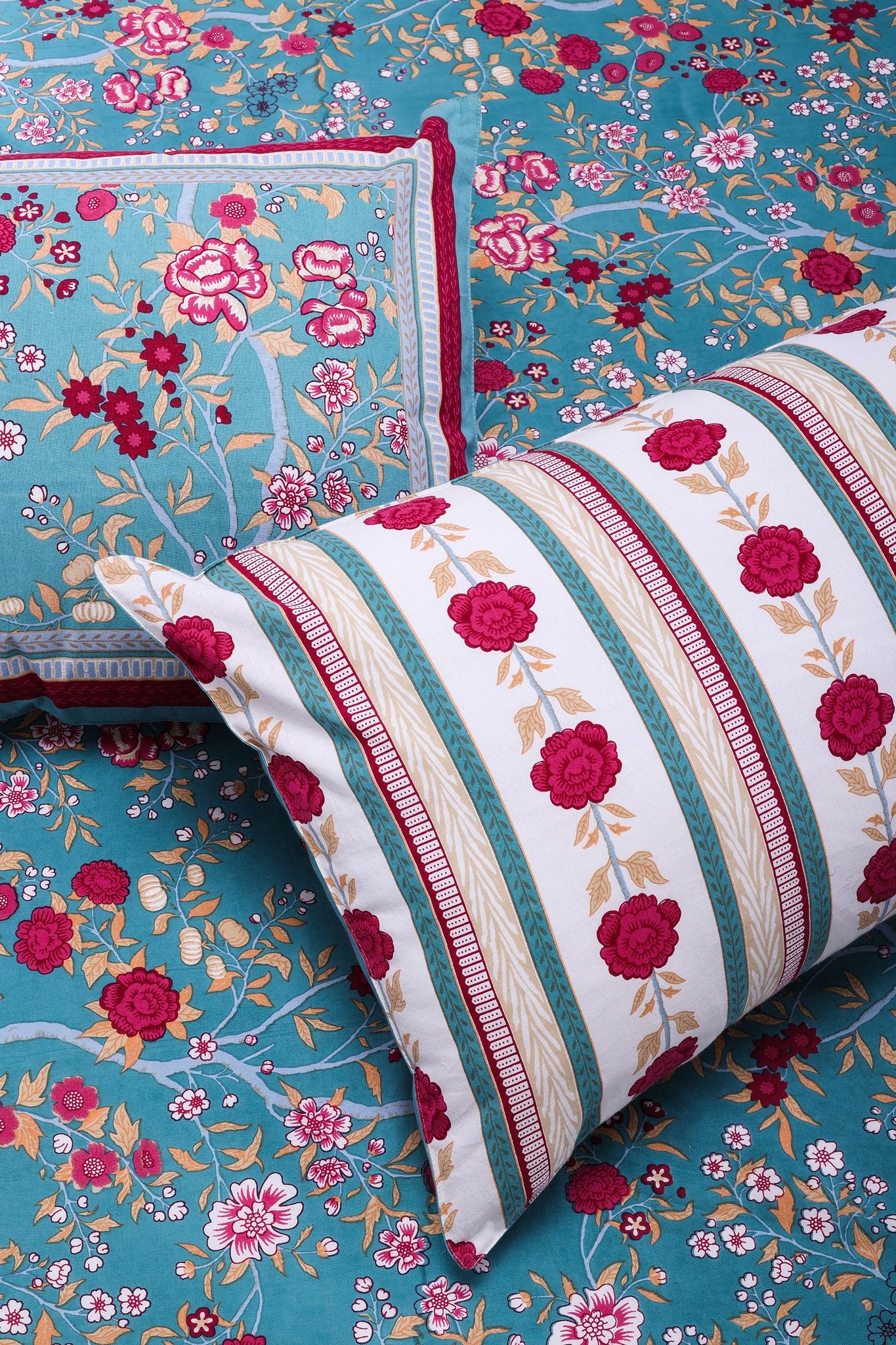 Rama Kashvi Green Cotton Bedsheet-Single - 60 x 90 in / Green / Green