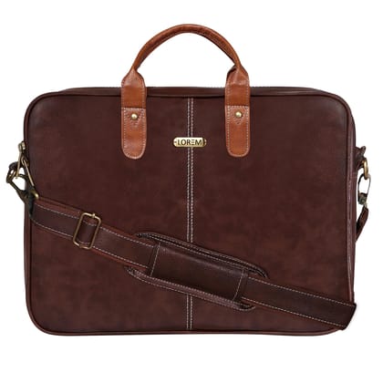LOREM Brown Color faux leather 10L Laptop Messenger Bag For Men & Women New BG70
