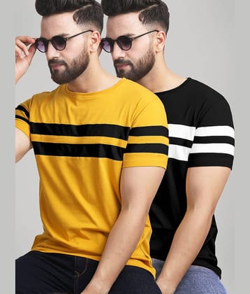 AUSK Pack of 2 Cotton Blend Regular Fit Men's T-Shirt ( Multicolor )