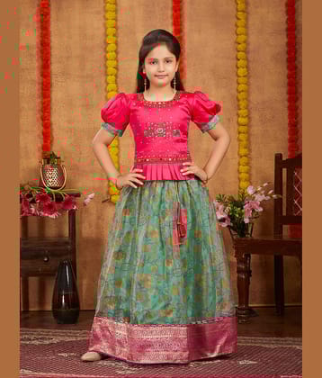 Aarika Silk Lehenga Choli Set For Girls ( Pack of 1 , Pink )