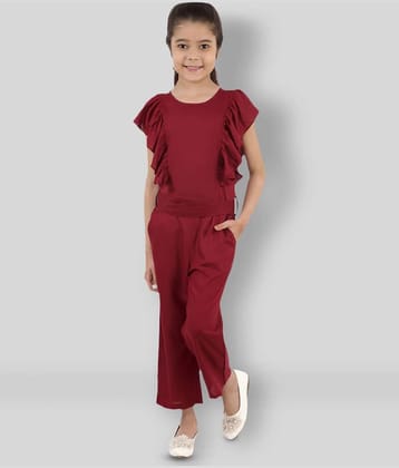 Kids Cave Girls Rayon Jumpsuit ( Pack of 1 , Maroon )