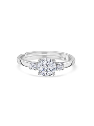 3 Stone Diamond Look Adjustable Ring-Adjustable