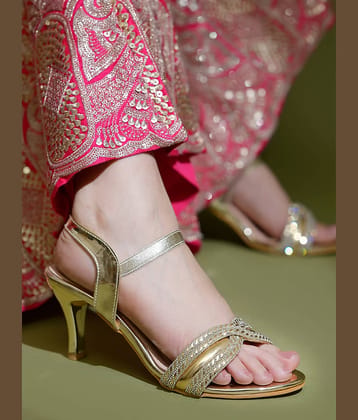 Shoetopia Gold Women's Sandal Heels