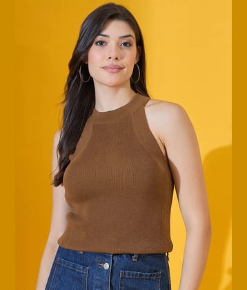 98 Degree North Women Cotton Round Neck Pullover ( Brown )