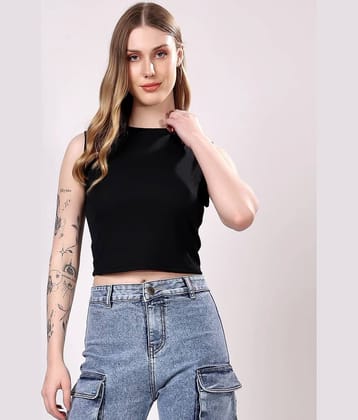 LONDON HILLS Women's Cotton Blend Crop Top ( Black )