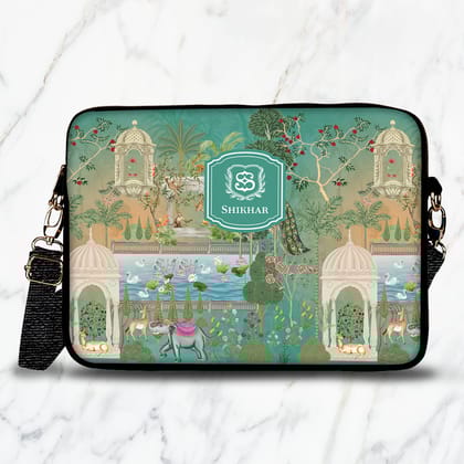 Gul Bahaar Laptop Bag-Turquoise / 15.5"