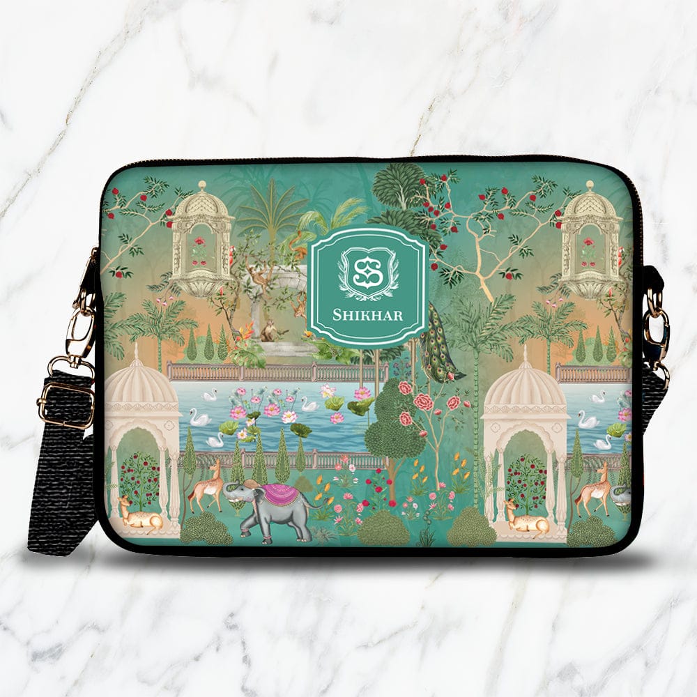 Gul Bahaar Laptop Bag-Turquoise / 15.5"
