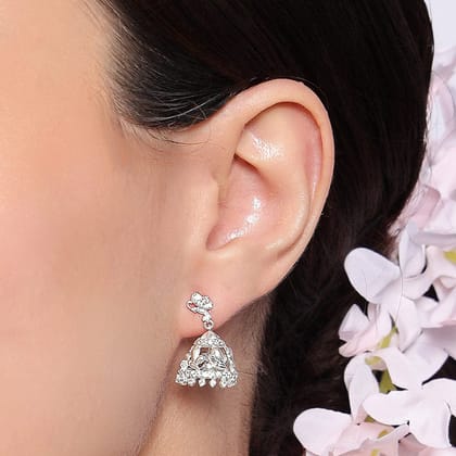 92.5 silver zircon bell shaped earring