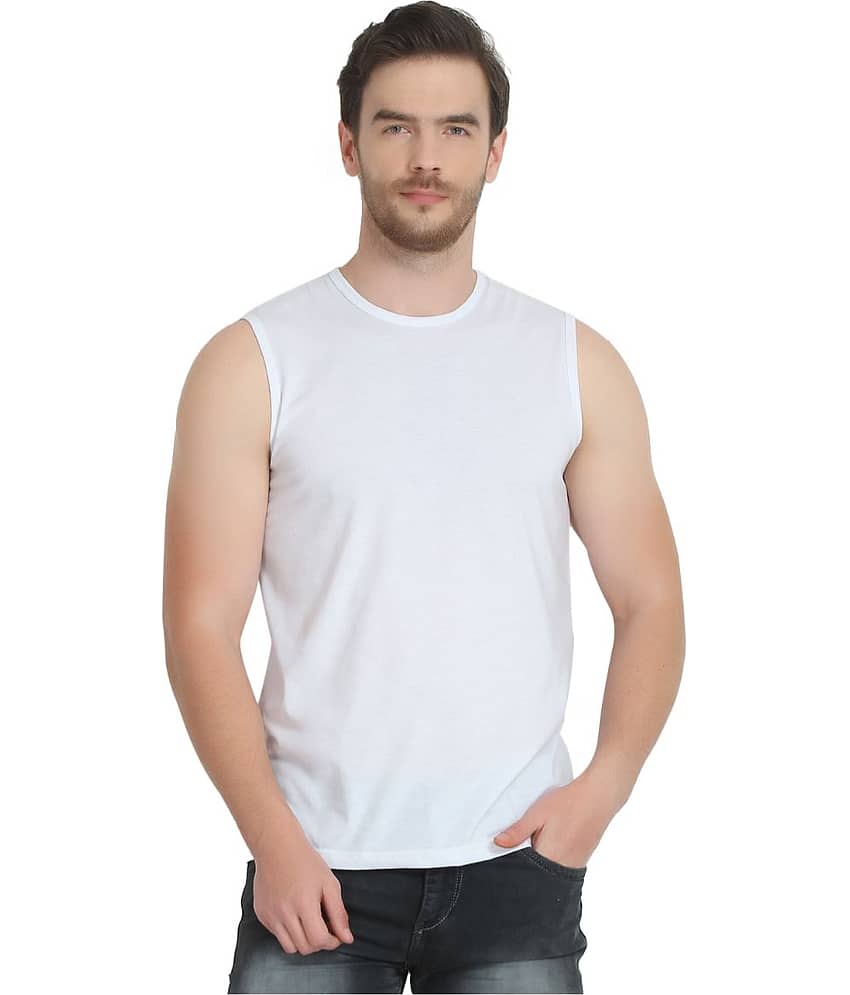 Glito Pack of 1 Cotton Blend Gym Vest For Men ( White )