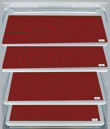 E-Retailer Set of 4 PVC Red Fridge Mats