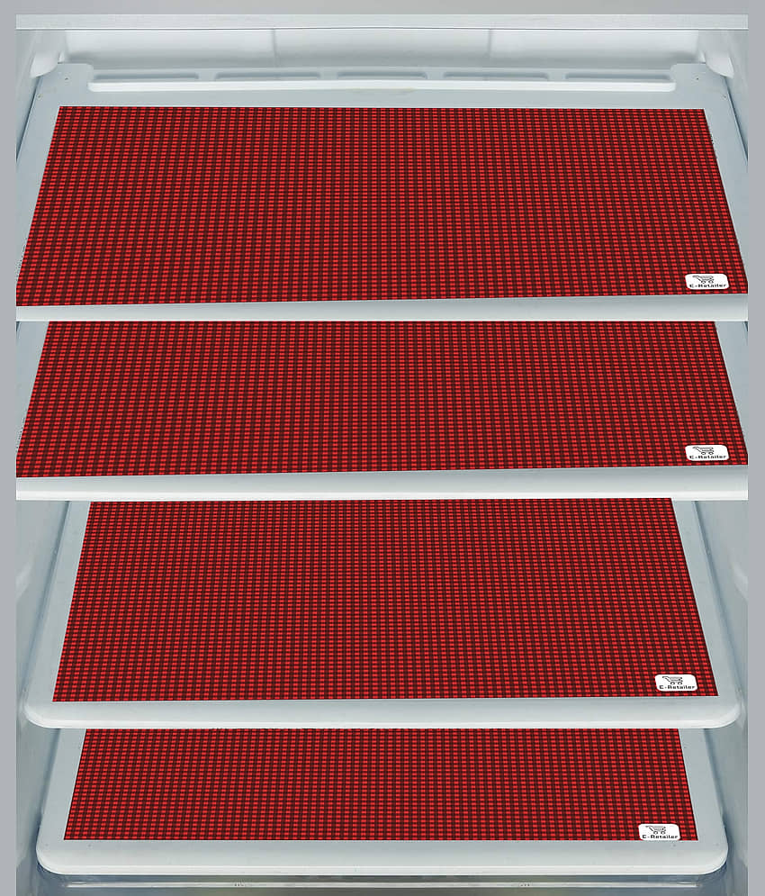 E-Retailer Set of 4 PVC Red Fridge Mats