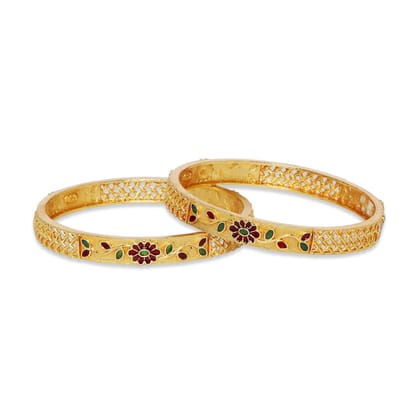 Matte Gold Plated Multicolor Set of 2 Kada