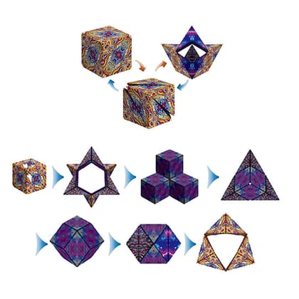 Magnetic Cube Puzzle Box Infinity Cubes Fidget Cube 24 Rare Earth Magnets Transforms Into Over 70 Shapes Magic Cube 3D Magnetic Fidget Cube Puzzle Game Shape Shifting Cube