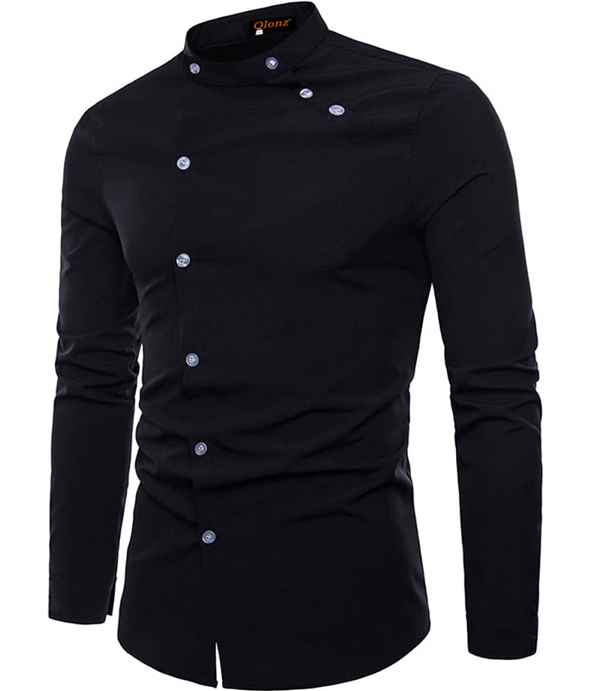 Qlonz store Cotton Blend Regular Fit Solids Full Sleeves Men's Casual Shirt - White ( Pack of 1 )