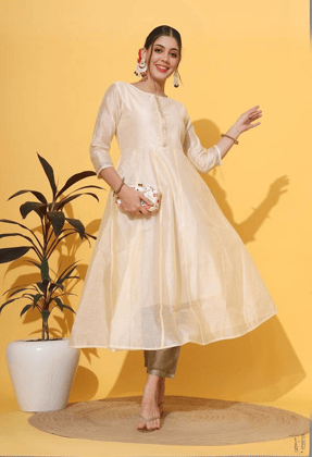 Cream  Kurta Pant Set-S