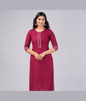 MAUKA Rayon Solid Straight Women's Kurti - Maroon ( Pack of 1 )