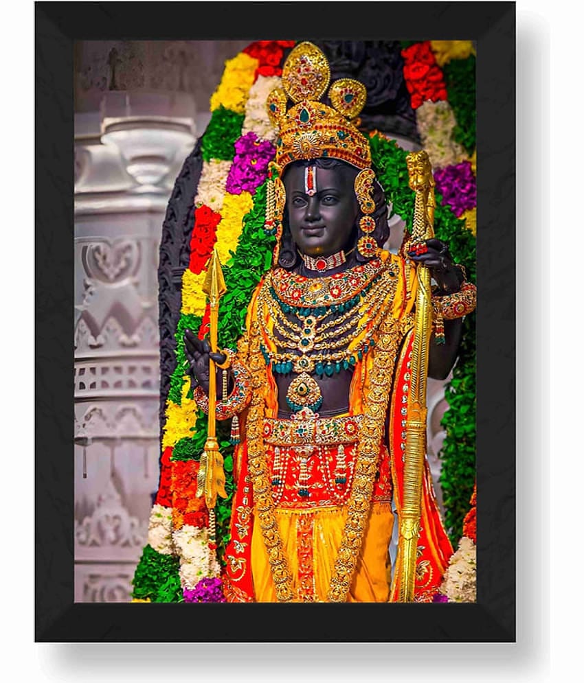 Saf Shree Ram Lala Religious Wall Hanging Painting With Frame