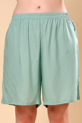 Pastel Green Solid Shorts-L / Green